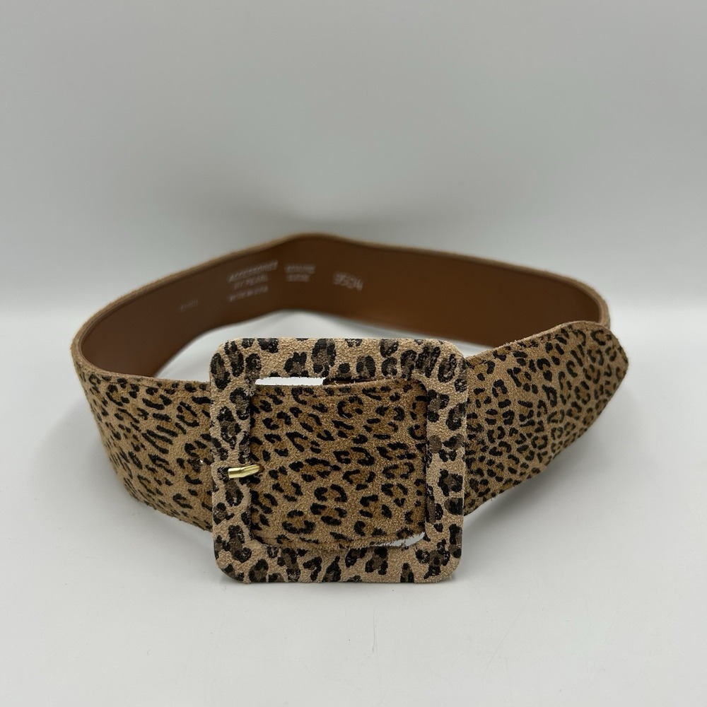 Accessories by Pearl Leopard Print Belt Suede Brown Small Vtg‎ 80s